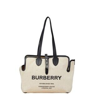 Burberry logo tote bag Beige Tan canvas leather